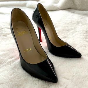 Christian Louboutin pigalle follies Patent vinyl leather pointed pump 6.5 37 7